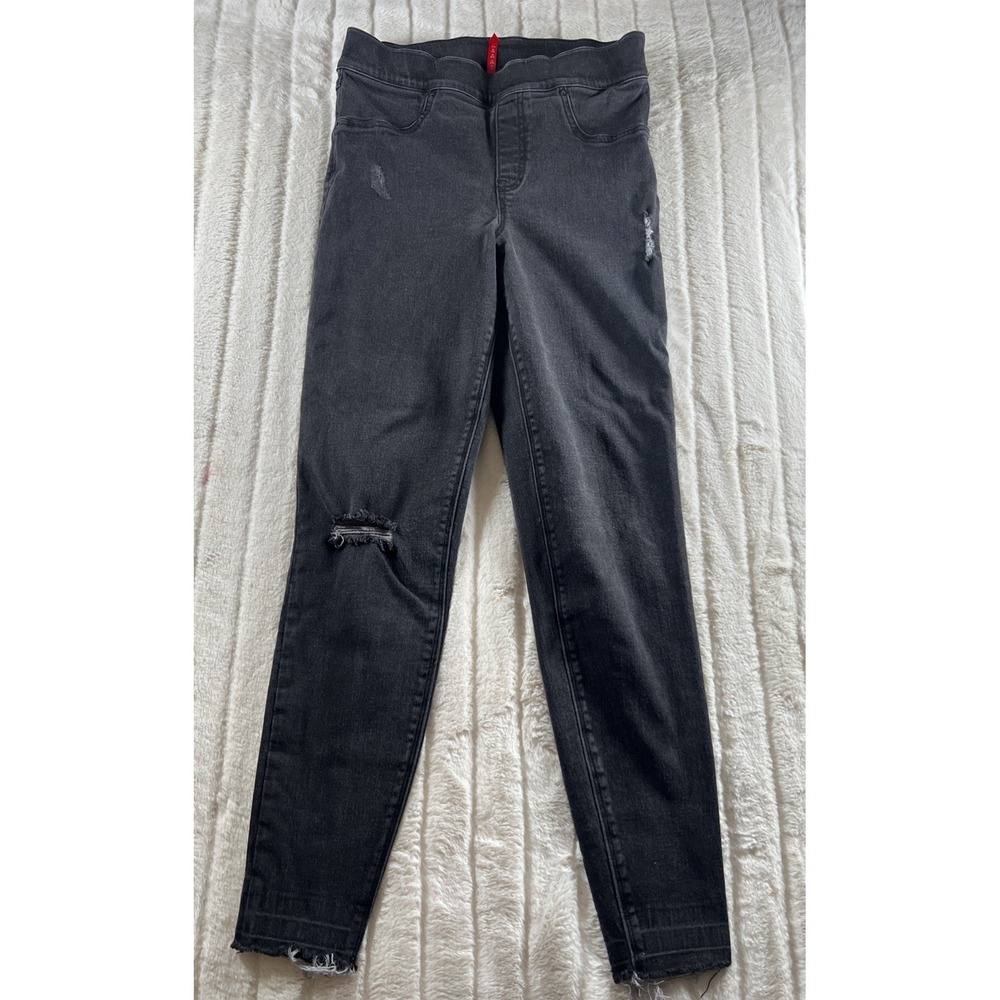 Spanx Distressed Ankle Skinny Jeans Vintage Black Size M
